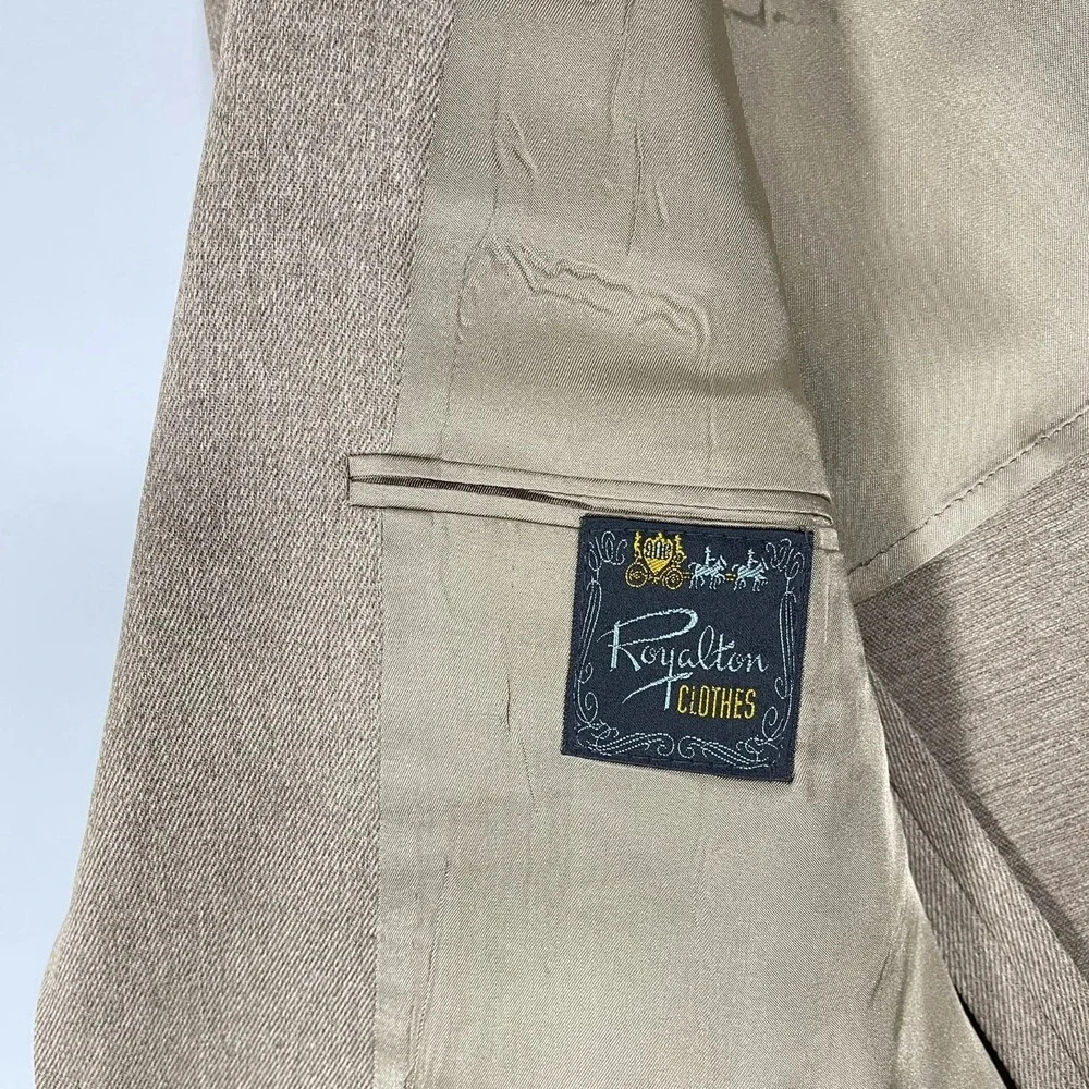 VTG Royalton Clothes Mens Western Blazer Jacket Tan Brown Ranch Rockabilly L/44R